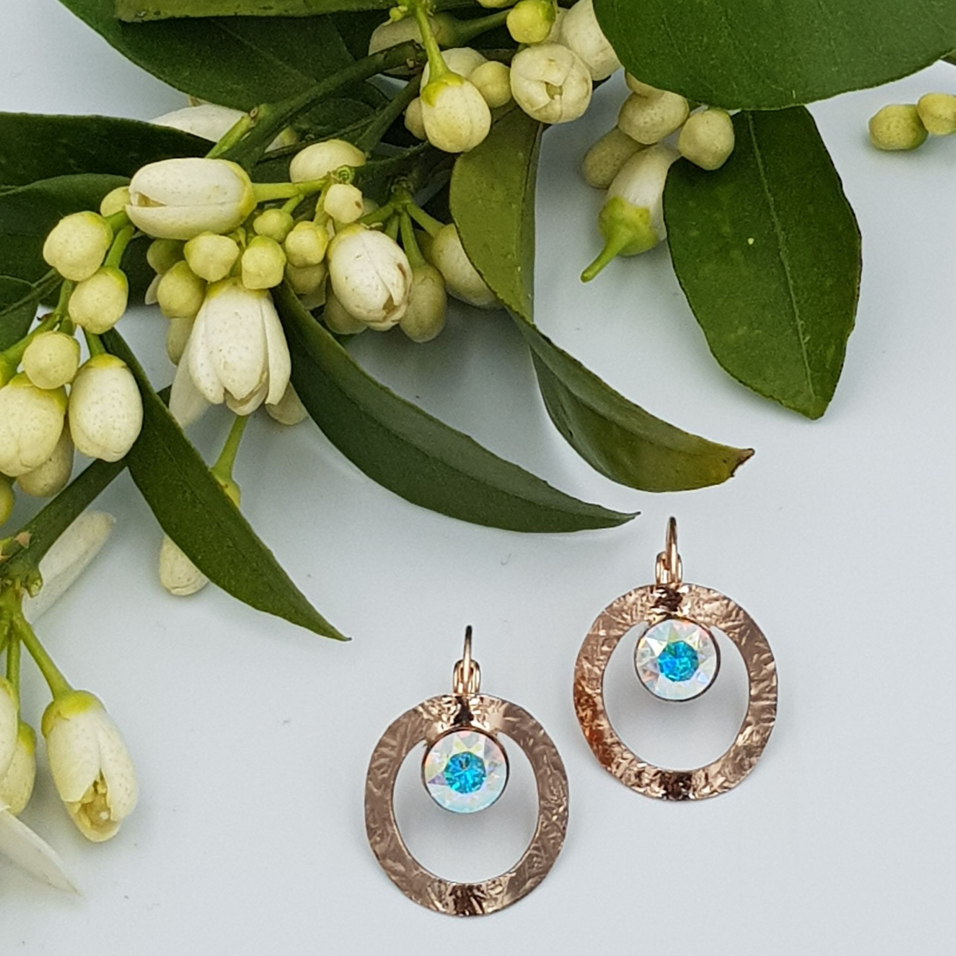 ΣΚΟΥΛΑΡΙΚΙΑ ΕΠΙΧΡΥΣΑ ΜΕ ΡΟΖ ΧΡΥΣΟ ΚΑΙ SWAROVSKI ΙΡΙΔΙΖΩΝ