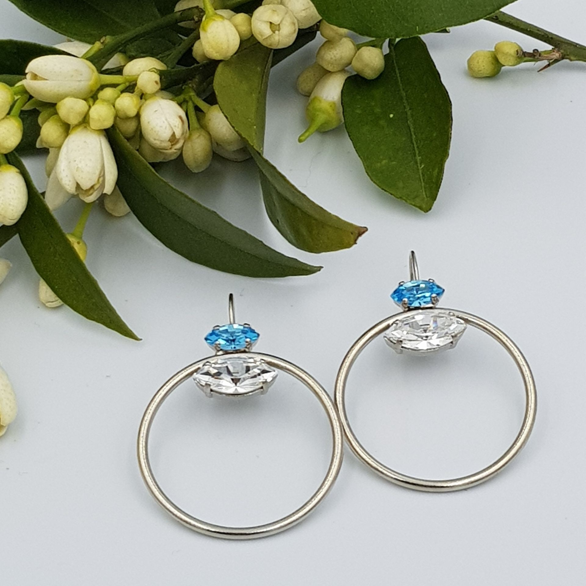 ΣΚΟΥΛΑΡΙΚΙΑ ΕΠΑΡΓΥΡΑ ΜΕ SWAROVSKI ΘΑΛΑΣΣΙ & ΔΙΑΦΑΝΟ