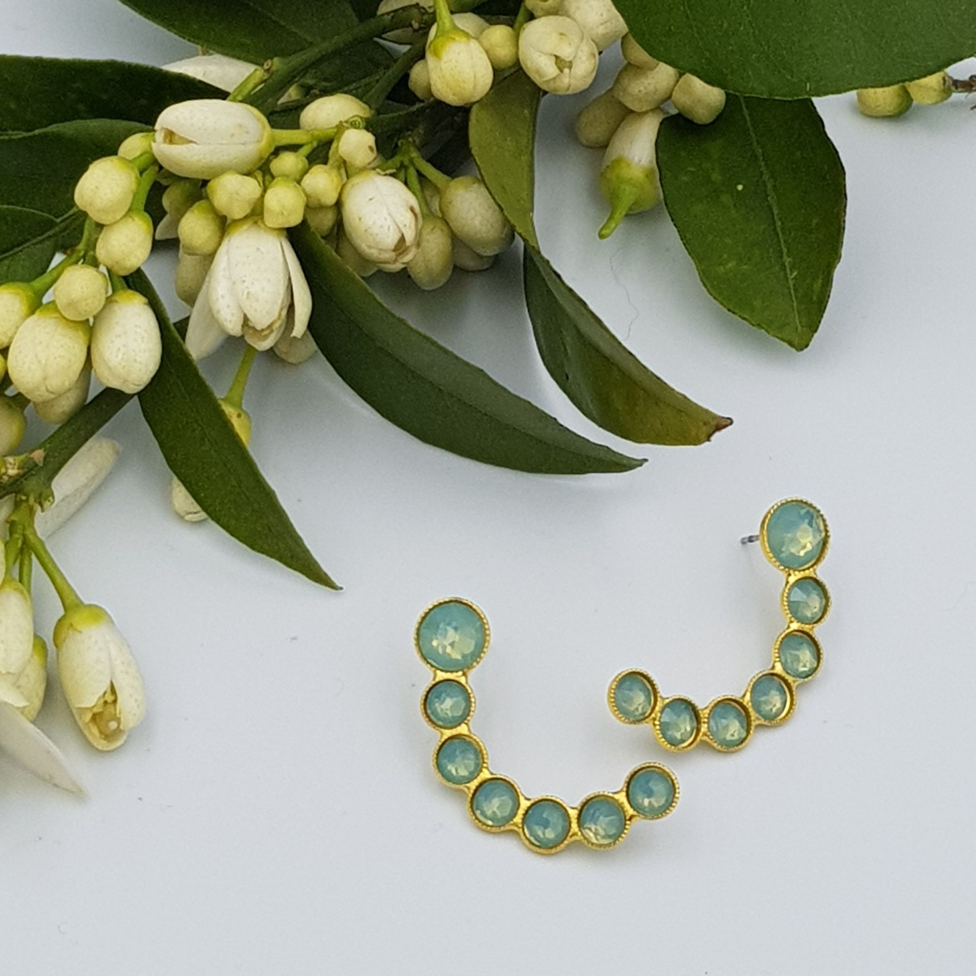 ΣΚΟΥΛΑΡΙΚΙΑ ΕΠΙΧΡΥΣΑ ΜΕ ΜΠΛΕ SWAROVSKI