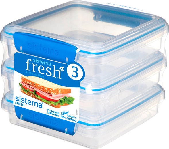 Δοχεία Τροφίμων Σετ 3 Blue Fresh Sandwich Box 450 ml, Sistema