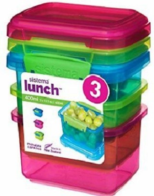 Δοχεία Τροφίμων Σετ 3 τμχ Χρωματιστά Lunchbox 400ml, Sistema