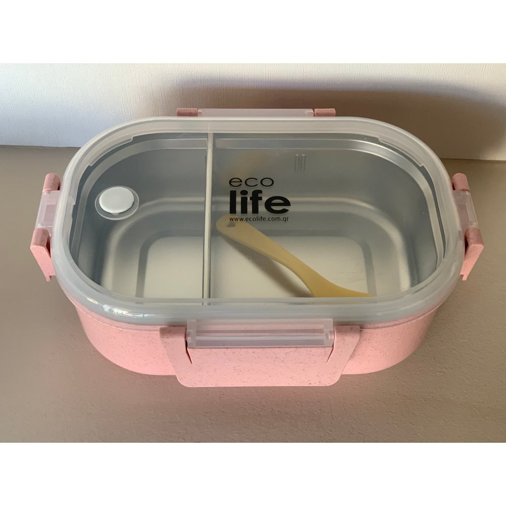 Light Pink Φαγητοδοχείο 900ml Με Χώρισμα, EcoLife