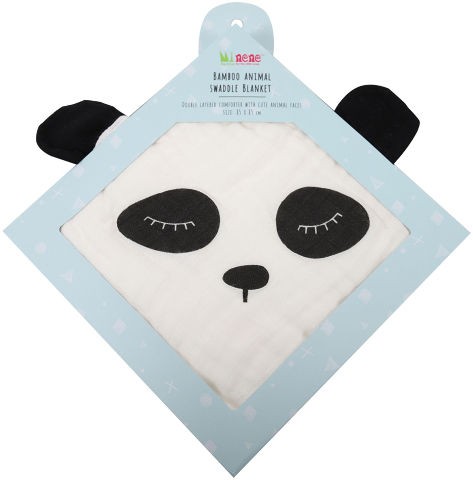 Μουσελίνα White Bamboo Animal Swaddle Blanket, Minene