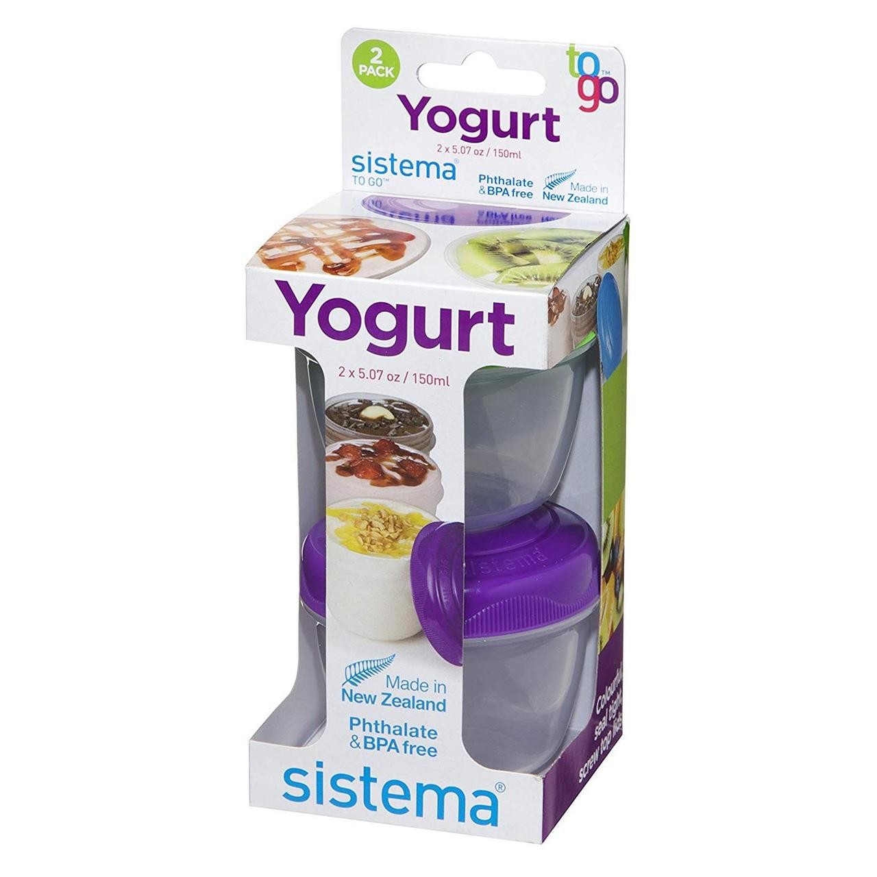 Δοχεία Τροφίμων 2 τμχ Μοβ Πράσινο Yogurt To Go 150 ml, Sistema