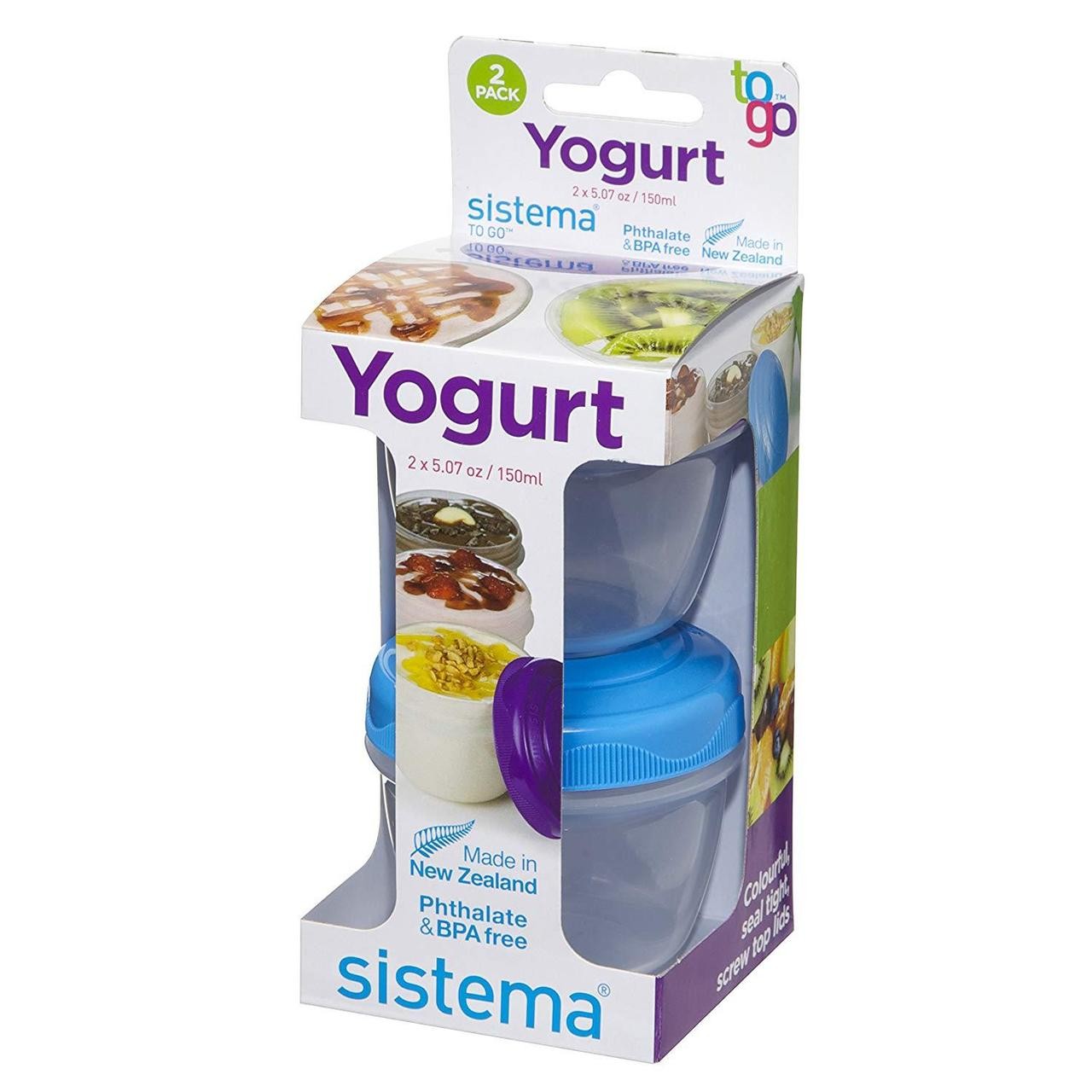 Δοχεία Τροφίμων 2 τμχ Μοβ Μπλε Yogurt To Go 150 ml, Sistema