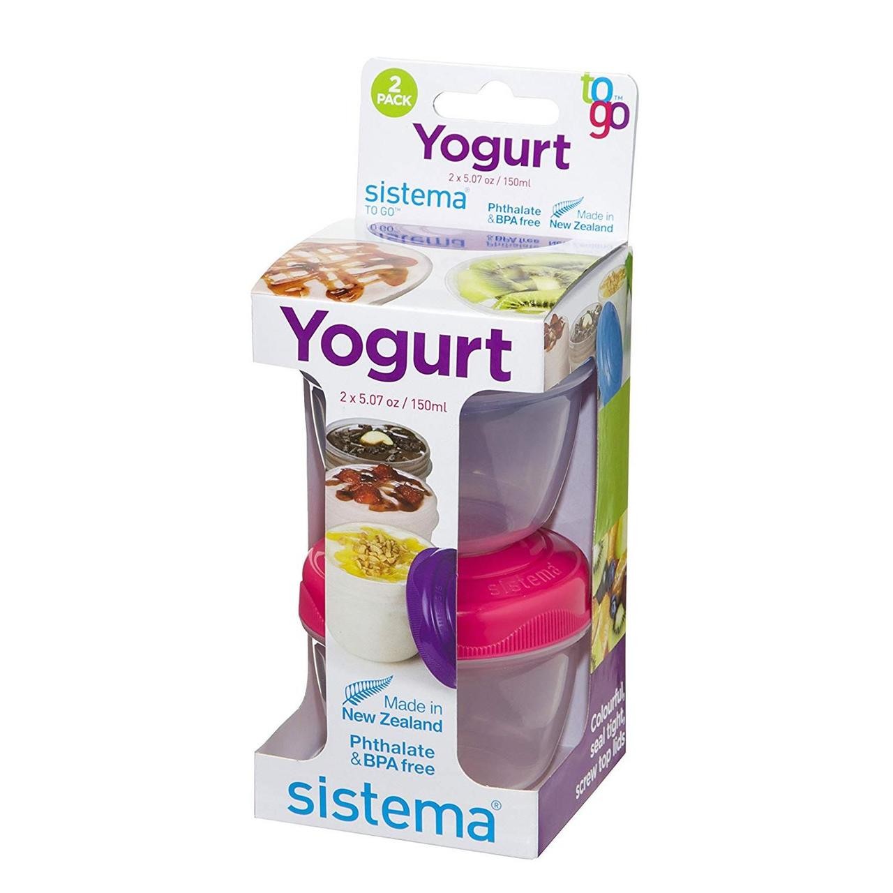 Δοχεία Τροφίμων 2 τμχ Ροζ Πράσινο Yogurt To Go 150 ml, Sistema