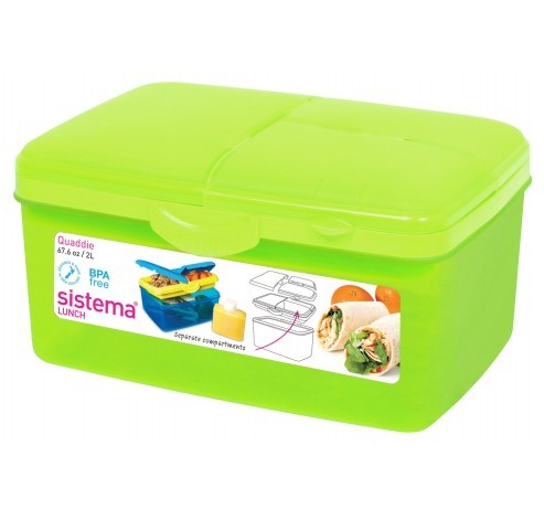 Δοχείο Φαγητού Πράσινο Quaddie Lunch Box Coloured 2lt, Sistema