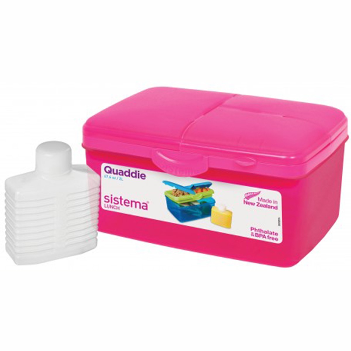 Δοχείο Φαγητού Φούξια Quaddie Lunch Box Coloured 2lt, Sistema