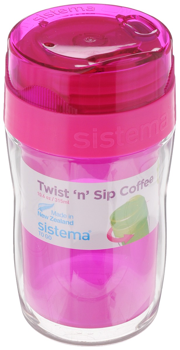 Ποτήρι Μεταφοράς Υγρών Ροζ Twist n Sip Tea 370ml, Sistema