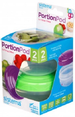 Δοχείο Τροφίμων Μπλε Πράσινο Portion Pod To Go 2ps 210ml, Sistema