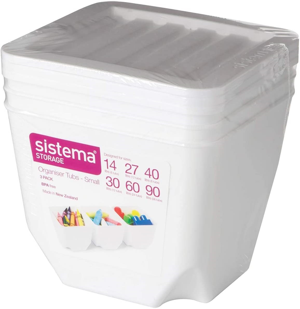 Σετ Αποθήκευσης 3τεμ 1,3 lt White Storage Small Tubs, Sistema