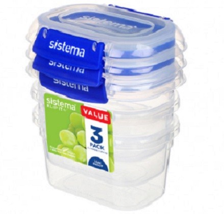 Δοχεία Τροφίμων 3 pack 400ml Klip It Plus Rectangle, Sistema