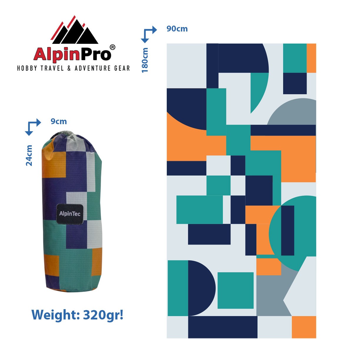 Πετσέτα Microfiber Dryfast Shapes I Xxl 90X180, Alpin Tec