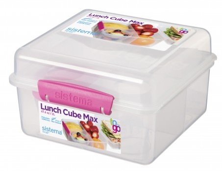 Δοχείο Φαγητού Τετράγωνο Ροζ 2lt Lunch Cube Max, Sistema