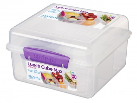 Δοχείο Φαγητού Τετράγωνο Μοβ 2lt Lunch Cube Max, Sistema