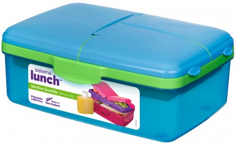 Δοχείο Φαγητού Μπλε Slimline Quaddie Lunch Box 1.5lt, Sistema