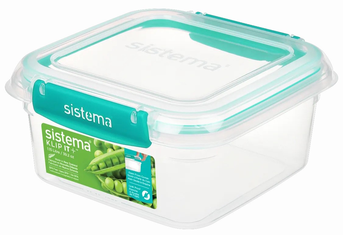 Δοχεία Φαγητού 1.15lt Klip It Plus Minty Teal Rectangular από μη τοξικό πλαστικό, Sistema