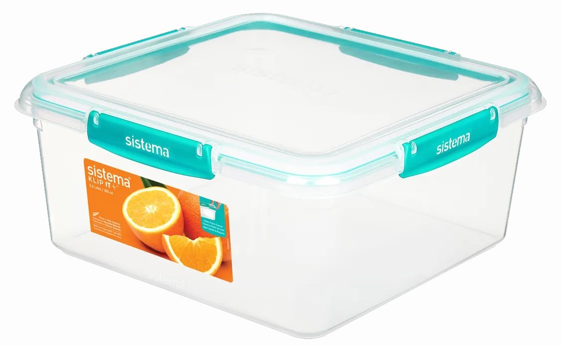 Δοχεία Φαγητού 5.5lt Klip It Plus Minty Teal Rectangular από μη τοξικό πλαστικό, Sistema