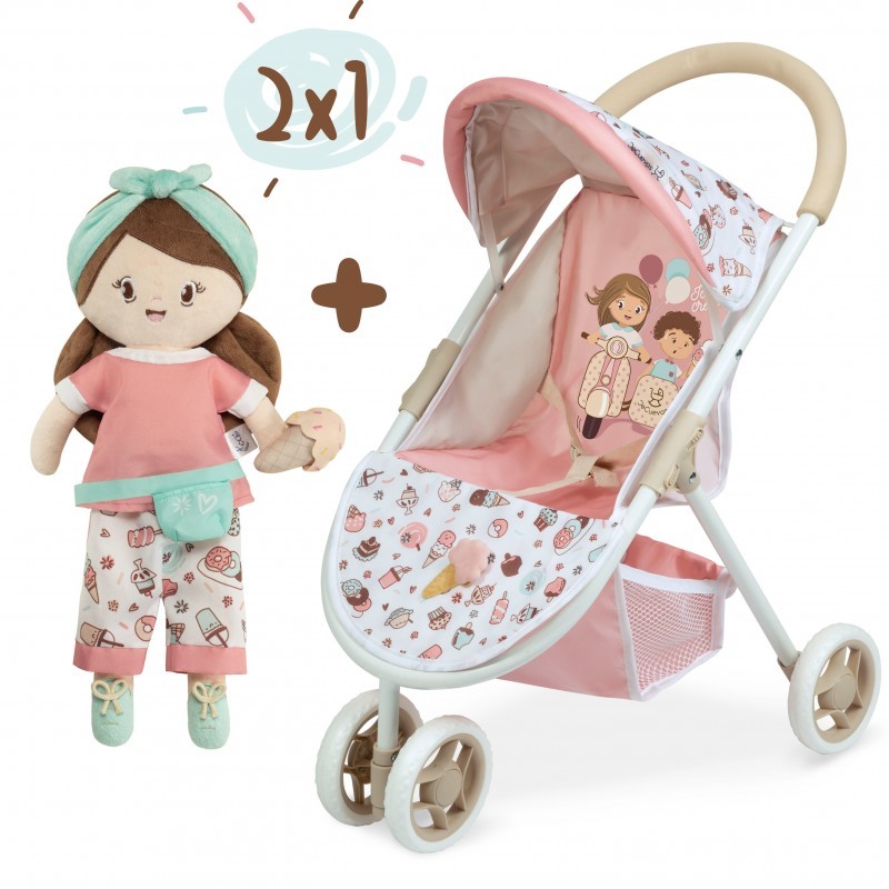 Καρότσι με Κούκλα Sweet 2 in 1 Doll Chair Stroll with Doll, DeCuevas Toys