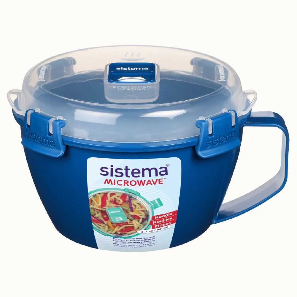 Μπολ Μικροκυμάτων Μπλε Noodle Microwave 940ml, Sistema Από μη τοξικό πλαστικό