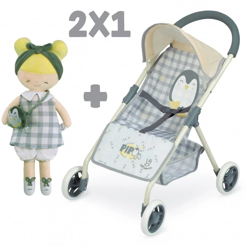 Καρότσι με Κούκλα Pipo 2 in 1 Doll Chair Stroll with Doll, DeCuevas Toys