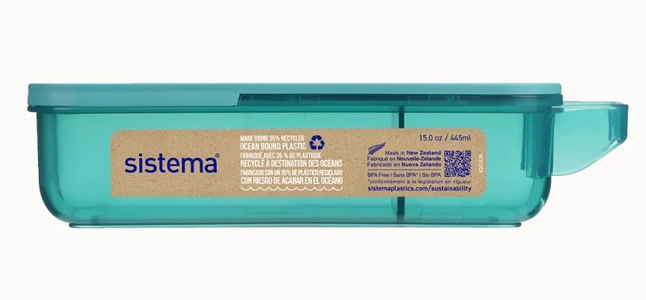 Δοχείο Sistema 445ml Slide and Snack Food Ανακυκλωμένο Πλαστικό Τυρκουάζ, Sistema