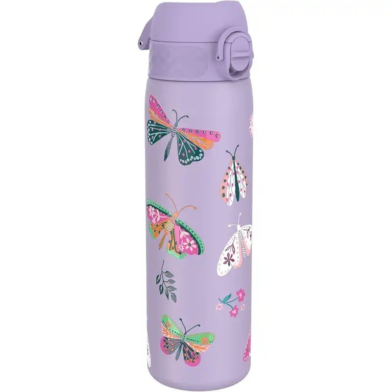 Μεταλλικό Ισοθερμικό Μπουκάλι με Στόμιο 500ml Λιλά Πεταλούδες, Ion8