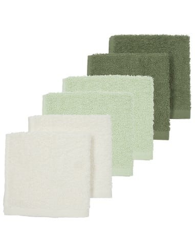 Πετσετάκια Λαβέτες Ώμου Offwhite/Soft Green/Forest Green 6τμχ 30×30εκ, Meyco Baby