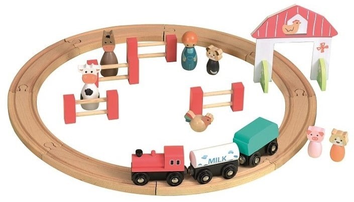 Ξύλινο Μικρό Τρένο με Φιγούρες και Φάρμα, Egmont Toys