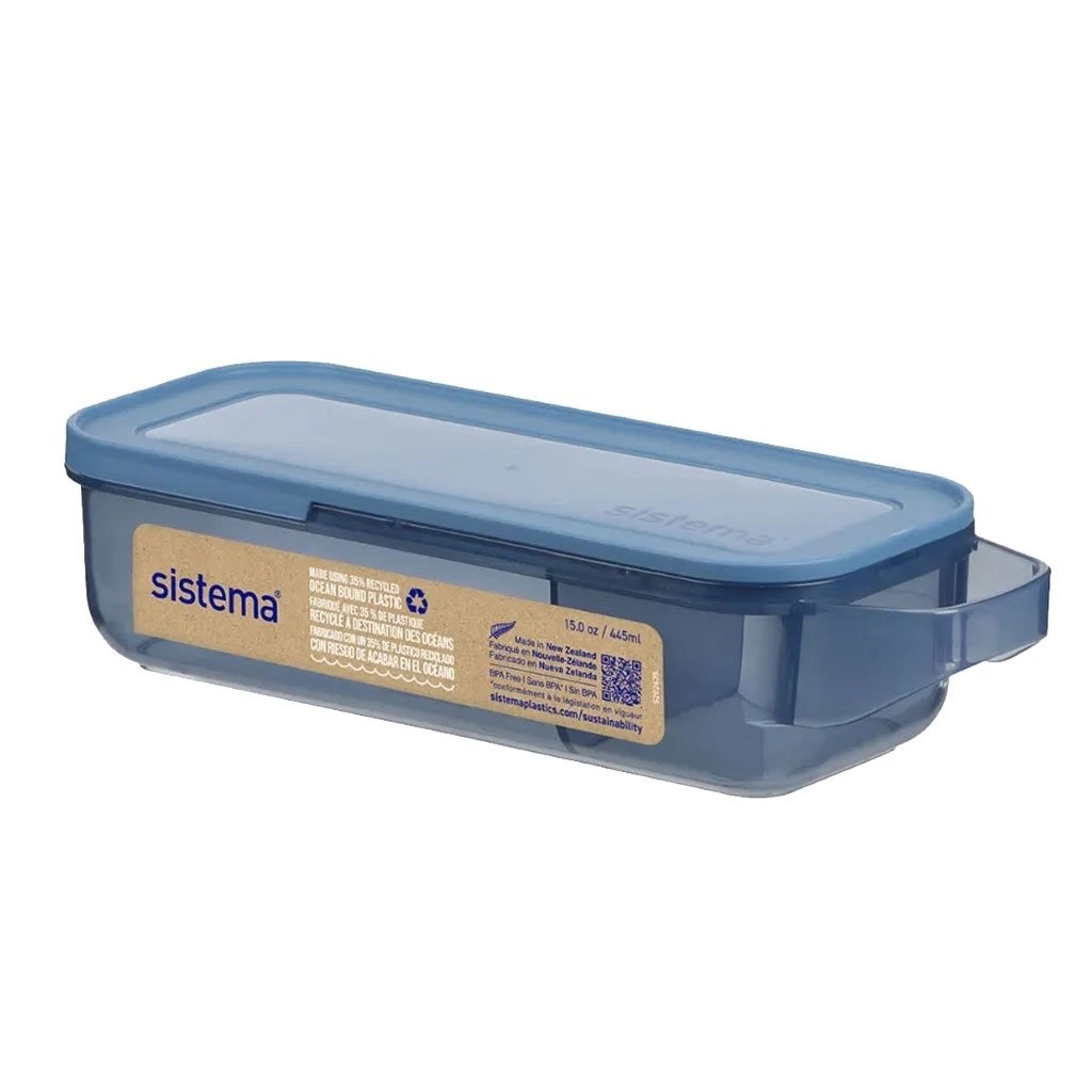 Δοχείο Sistema 445ml Slide and Snack Food Ανακυκλωμένο Πλαστικό Μπλε, Sistema