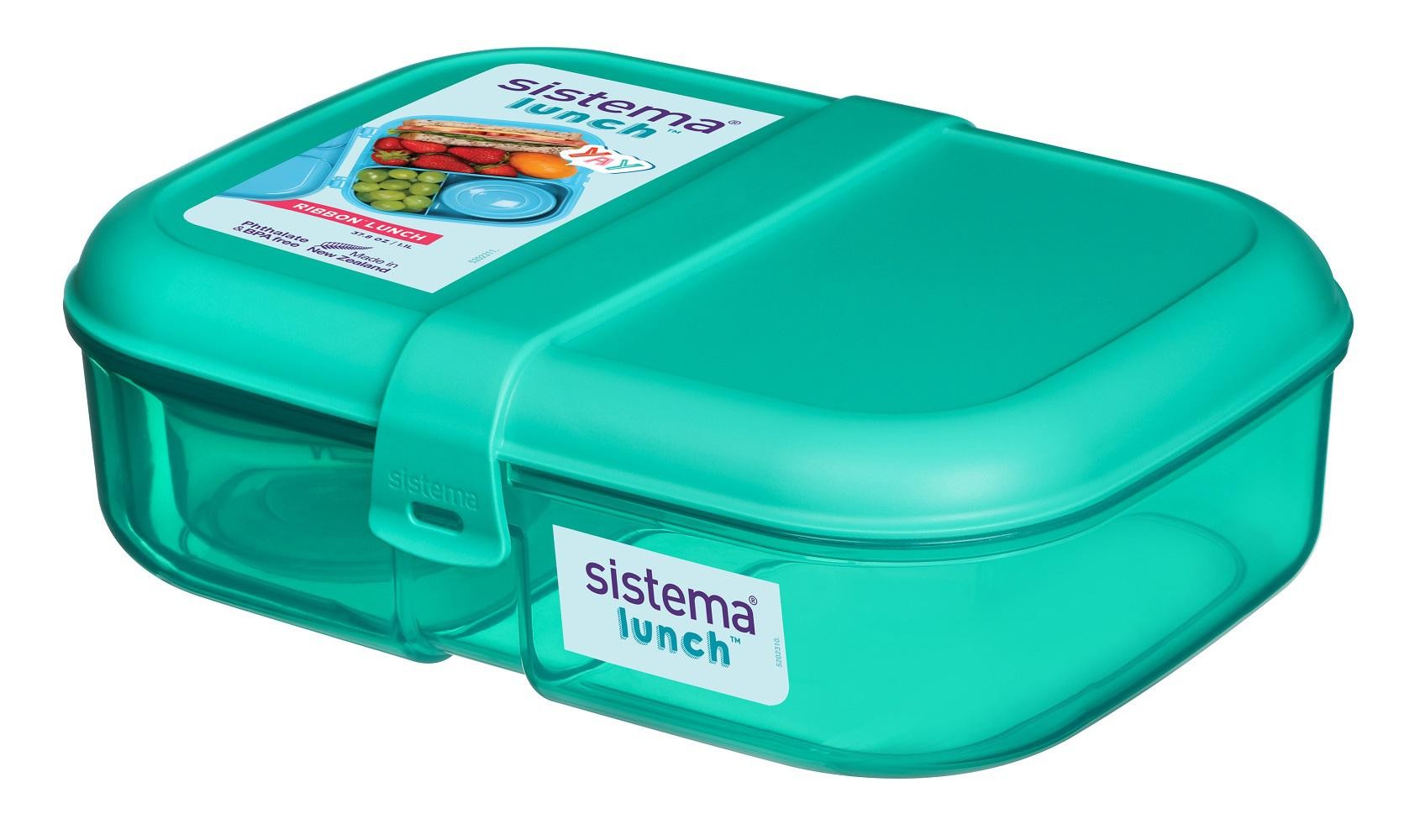 Φαγητοδοχείο Ribbon Box Μέντα Πλαστικό με Δοχείο Dressing 1.1 L, Sistema