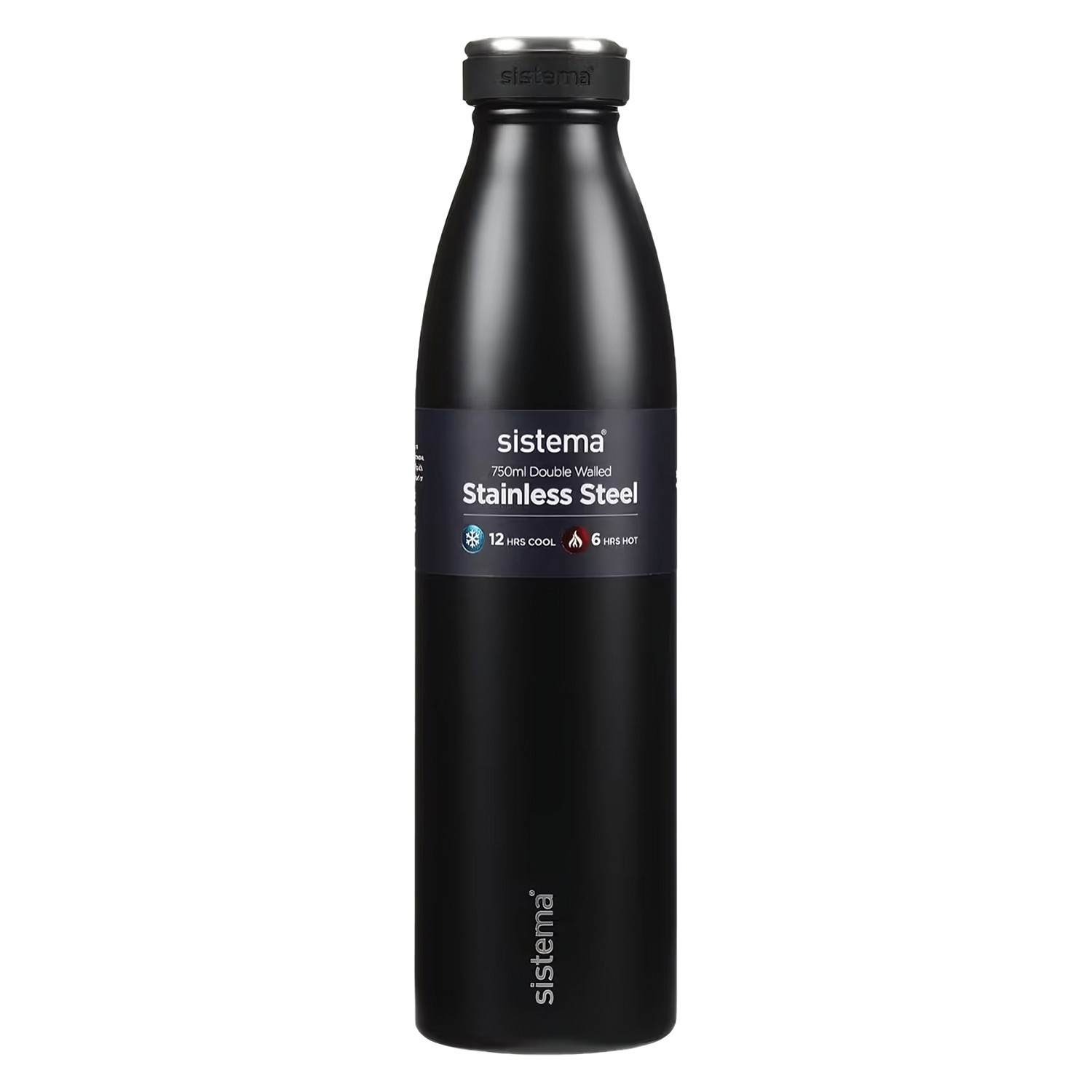 Ανοξείδωτο Μπουκάλι Θερμός Μαύρο 750 ml, Sistema