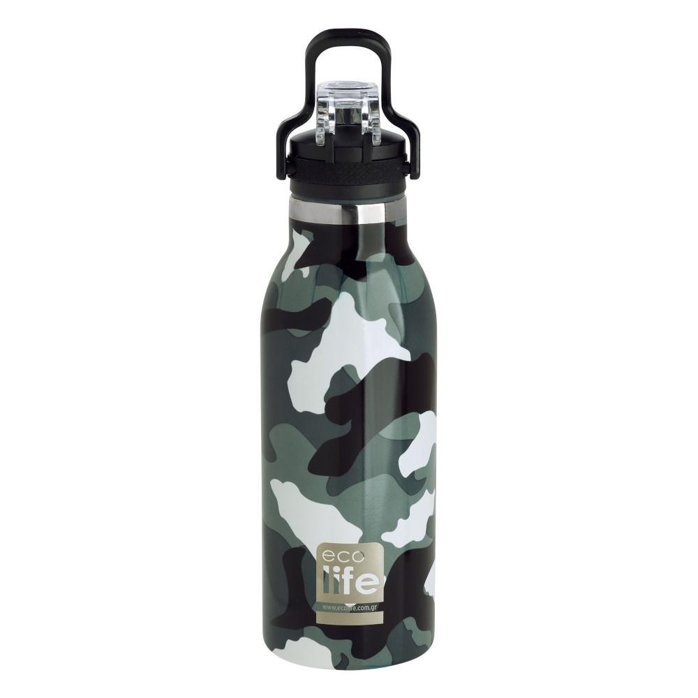 Θερμός Μεταλλικός Camouflage 550ml Sport Πώμα, Ecolife