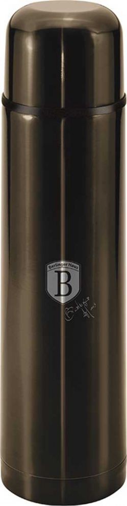 Θερμός Aνοξείδωτος 1lt Metallic Line Shiny Black, Berlinger Haus