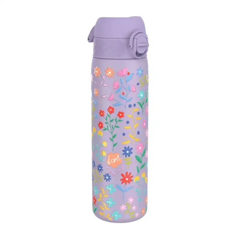 Μεταλλικό Ισοθερμικό Μπουκάλι με Στόμιο 500ml Λουλούδια Λιλά, Ion8