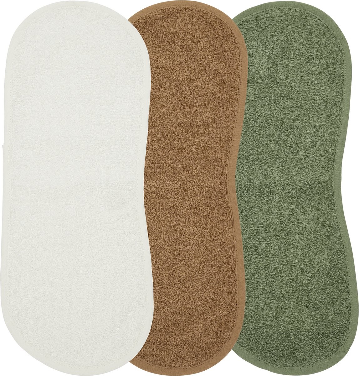 Πετσετάκια Λαβέτες Ώμου Offwhite/Brown/Forest Green 3τμχ 53×20εκ, Meyco Baby