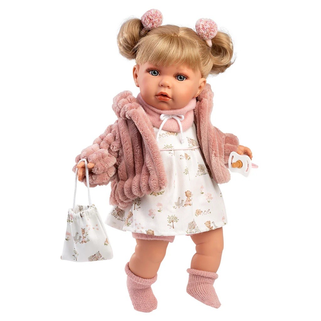 Κούκλα Τζούλια  Γούνινο Παλτό μαλακό σώμα που Κλαίει 42εκ, Llorens