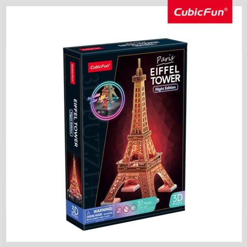Puzzle 3D Eiffel Tower Paris Led 51ps, Cubic Fun