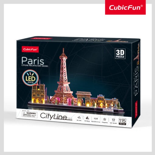 Puzzle 3D Paris Cityline Architecture Model Led 115ps, Cubic Fun