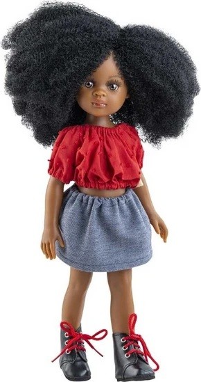 Κούκλα Camila 32cm Άφρο Μαλλιά Μαύρα, Paola Reina