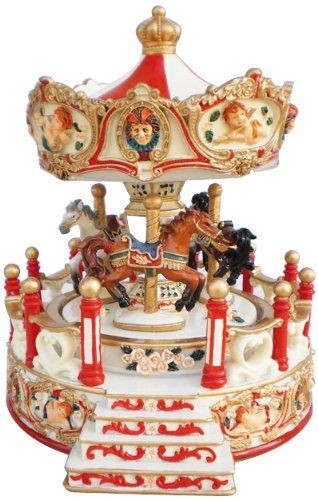 Καρουσέλ Μουσικό Άγγελος Βεράντας που Παίζει Σονάτα Φεγγαρόφωτος Κόκκινο, Music Box World