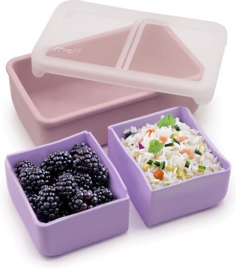 Δοχείο Φαγητού από Σιλικόνη 0.7lt Ροζ Χωρίσματα, Melii