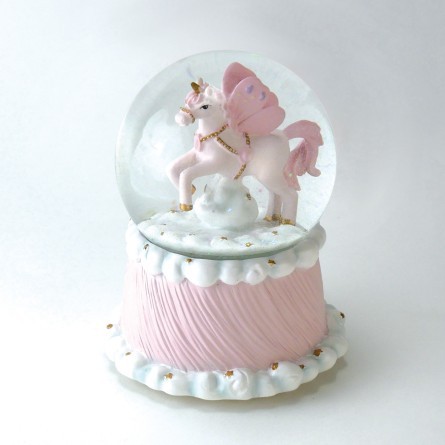 Χιονόμπαλα με Ροζ Μονόκερο 15cm, Music World