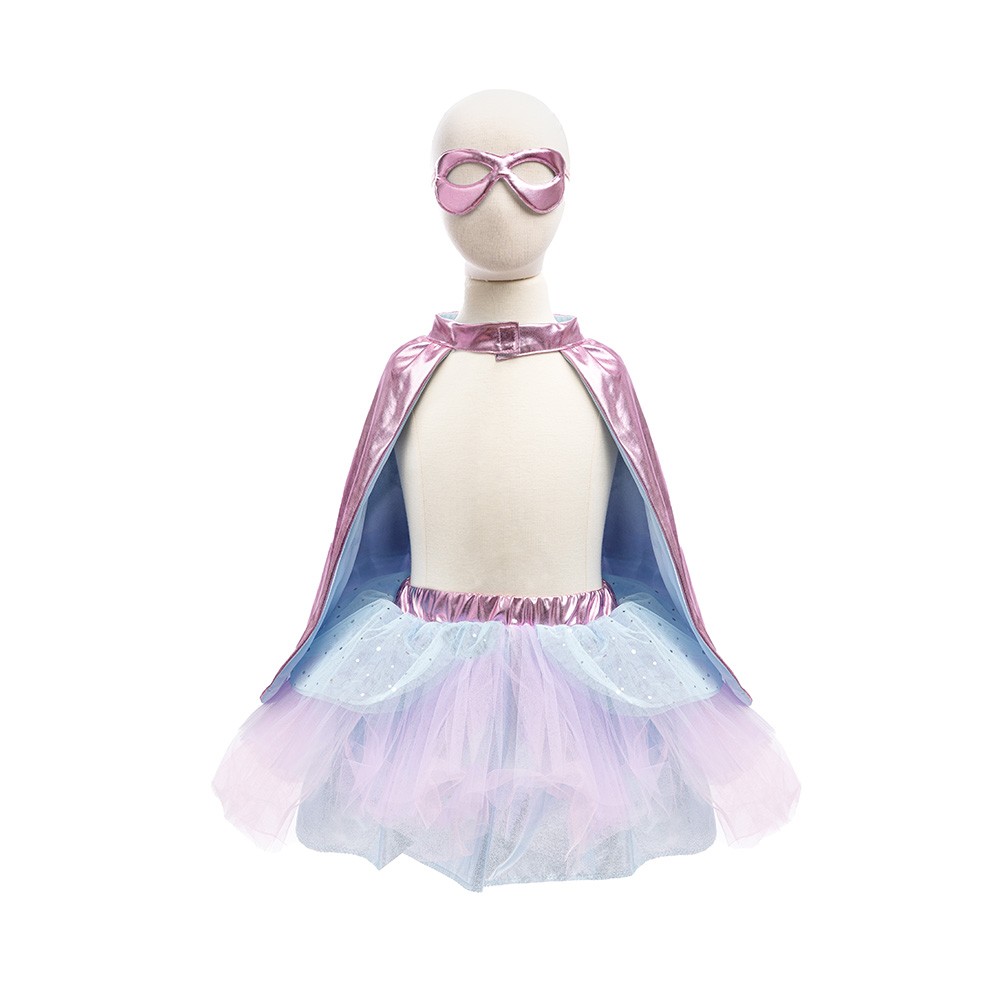 Στολή Σούπερ Ηρωίδα με Ροζ Κάπα, Turu και Μάσκα 3-6 ετών, Great Pretenders