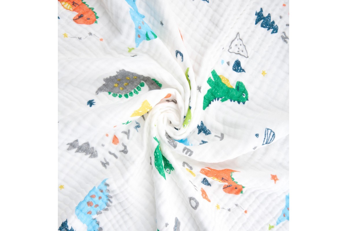 Κουβερτάκι Μουσελίνα Δεινοσαυράκια 110x105 cm, Akuku