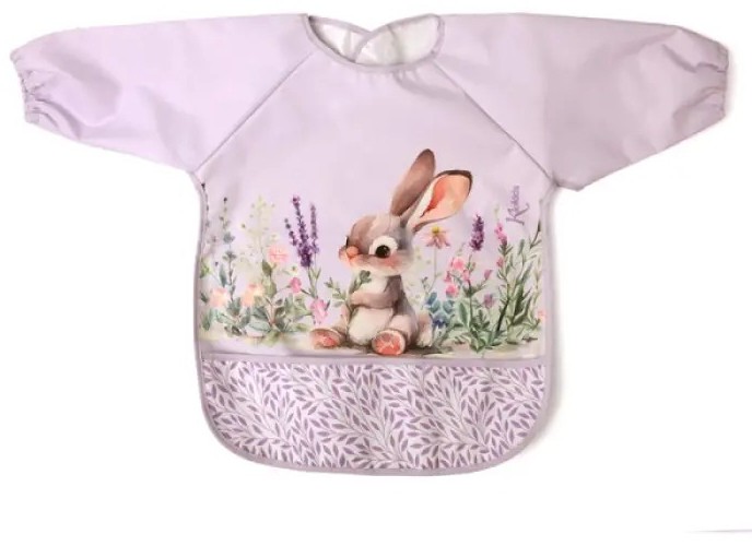 Αδιάβροχη Σαλιάρα Με Μανίκια Lavender Bunny, Kiokids