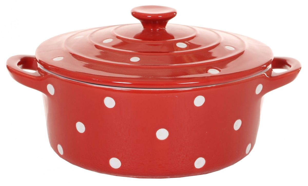 Κεραμική Γάστρα Κόκκινη Πουά με Καπάκι, Isabelle Rose