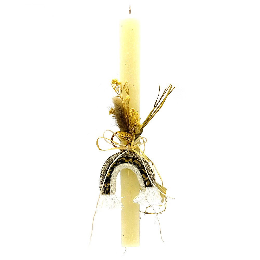 Λαμπάδα Ουράνιο Τόξο Χρυσό-Λεοπάρ-Ιβουάρ, LiebeQueen Art