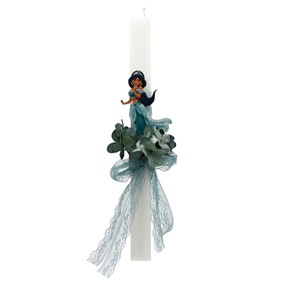 Λαμπάδα Λευκή Αρωματική Πριγκίπισσα Jasmin Λουλούδια, LiebeQueen Art