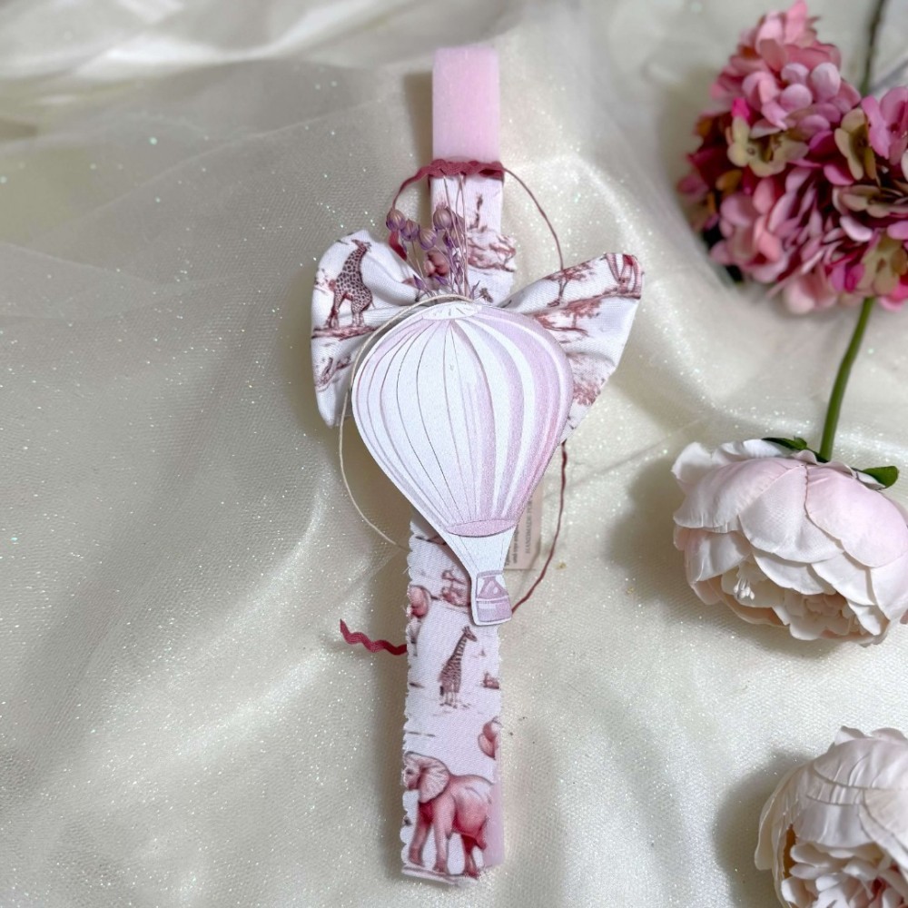 Λαμπάδα Αρωματική Ροζ με Αερόστατο, LiebeQueen Art